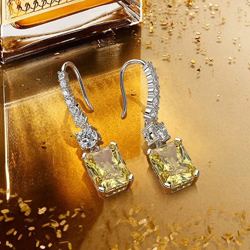 

Jazaz Fine 925 sterling silver AAAAA+ Sparkling Zircon European classic temperament models Anniversary Girl earrings hooks B0708
