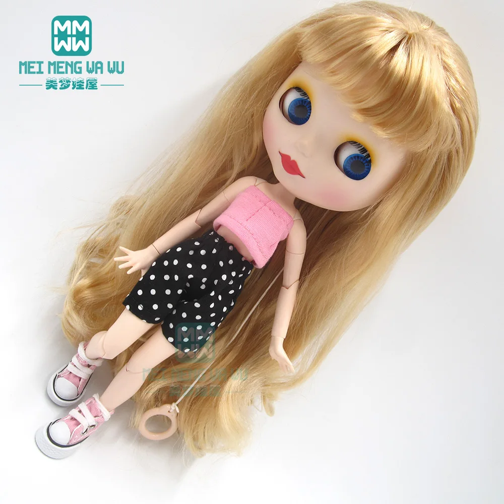 1pcs Blyth doll Clothes fashion Open back T-shirt and polka dot shorts for blyth azone ob24 1/6 dolls Accessories | Игрушки и хобби