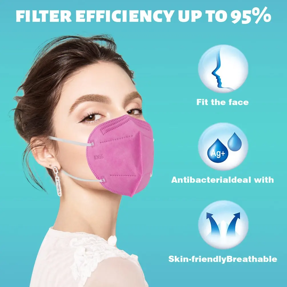 

100 PCS Multi Layer Mask CE KN95 Mascarillas Approved Hygienic Protective Mouth Face Mask Reusable KN95 Respirator Without Valve