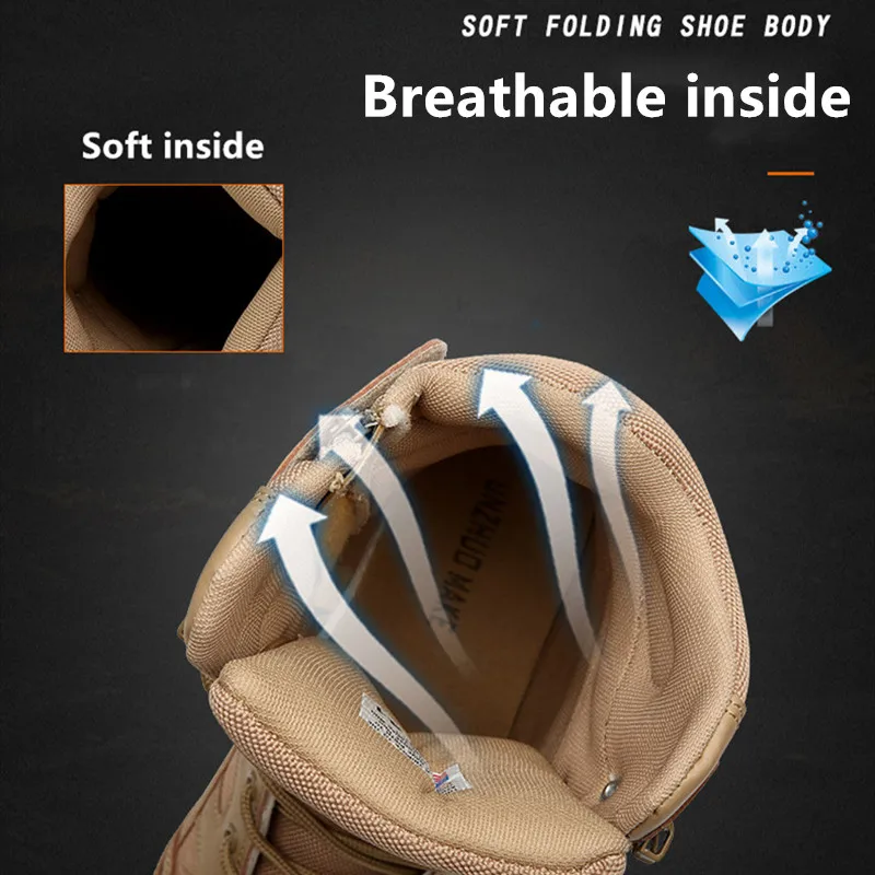 SMS New Men Hiking Shoes Military Tactical Boots Climbing Shoes Special Force Leather Waterproof Desert Boot Army Work Shoes