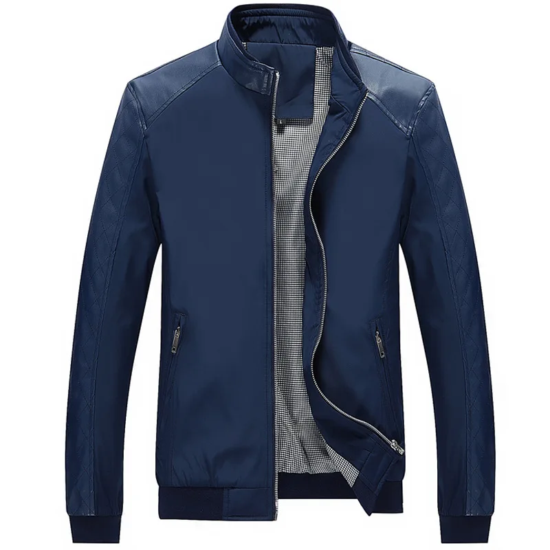 

Jacket Men 2020 New Design Youth Jacket Men Thin Slim PU Leather Stitching Casual Men Jacket Fashion Veste Homme Ropa Hombre
