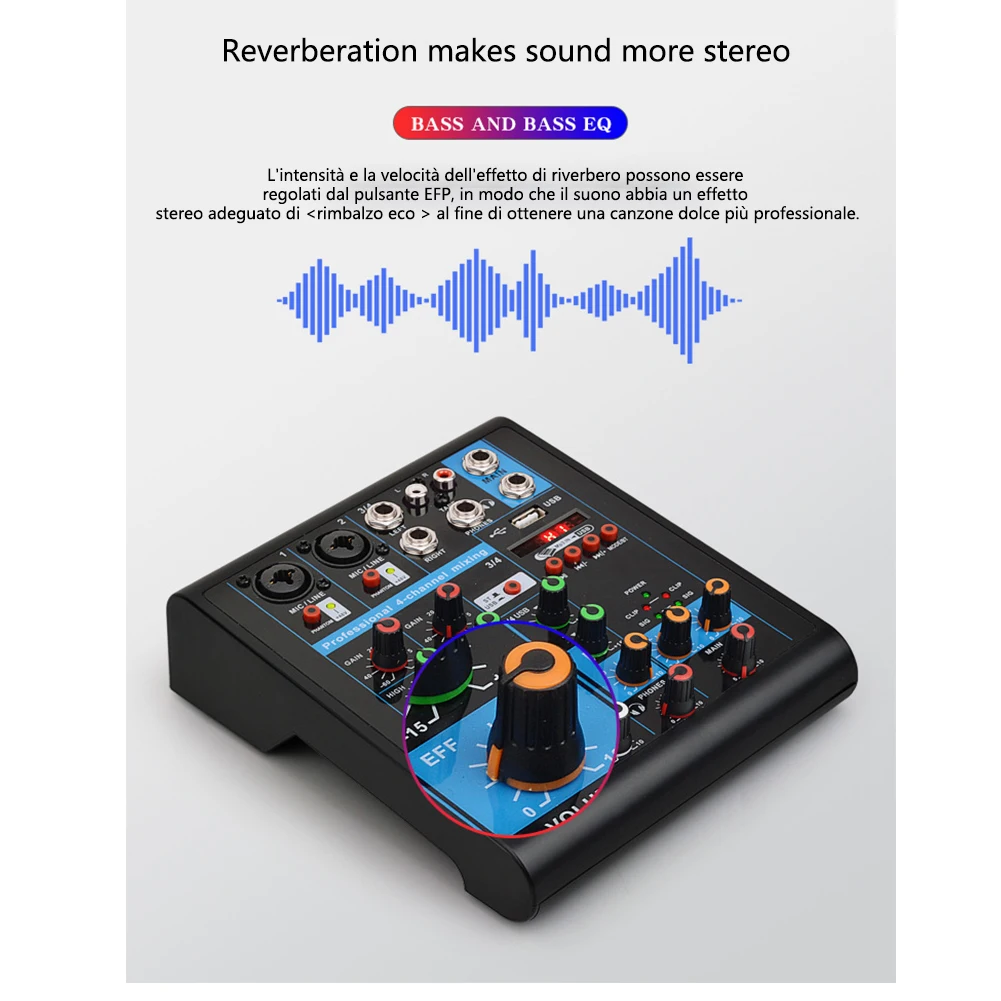 4 канала стерео Караоке КТВ аудио мини миксер профессиональный звук Bluetooth Студия