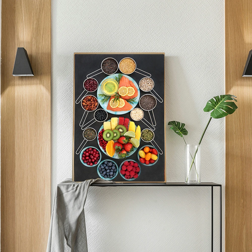 

Mix Fruits Modern Home Decor Canvas Painting Kitchen Wall Art Posters Lemon Berries Restaurant Pictures For Dining Room Unframed