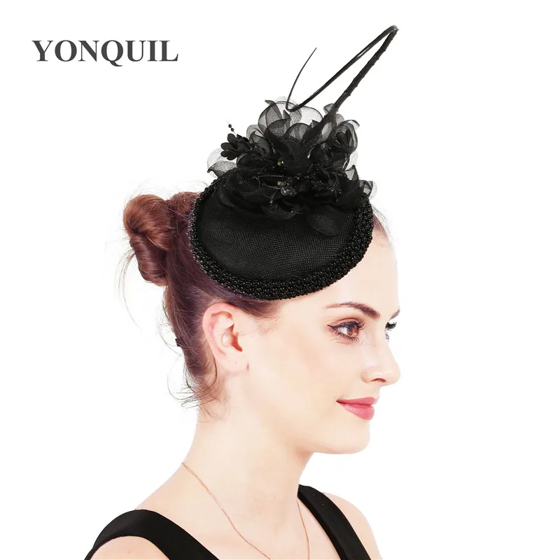 

Gorgeous Ladies Women Millinery Cap Bride Wedding Fascinator Hats On Headbands Cocktail Race Hair Accessories Flower Fedora Cap
