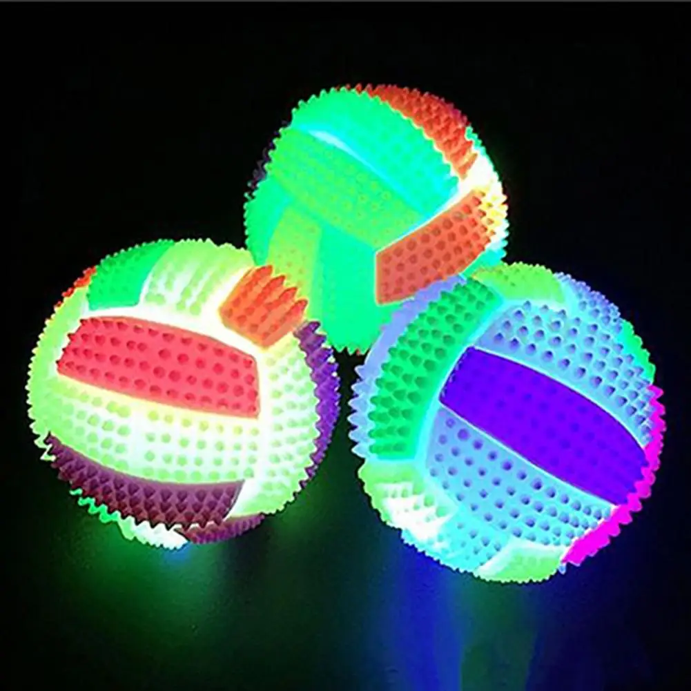 LED Flashing Color Luminous Bouncing Ball Night Light Flash Football Vent Ball Children Pet Game Toy Dog Kids Girls Boys Gift