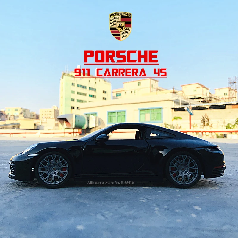 welly 124 porsche 911 carrera 4s 992 sports car black simulation alloy car model crafts decoration collection toy tool gift free global shipping