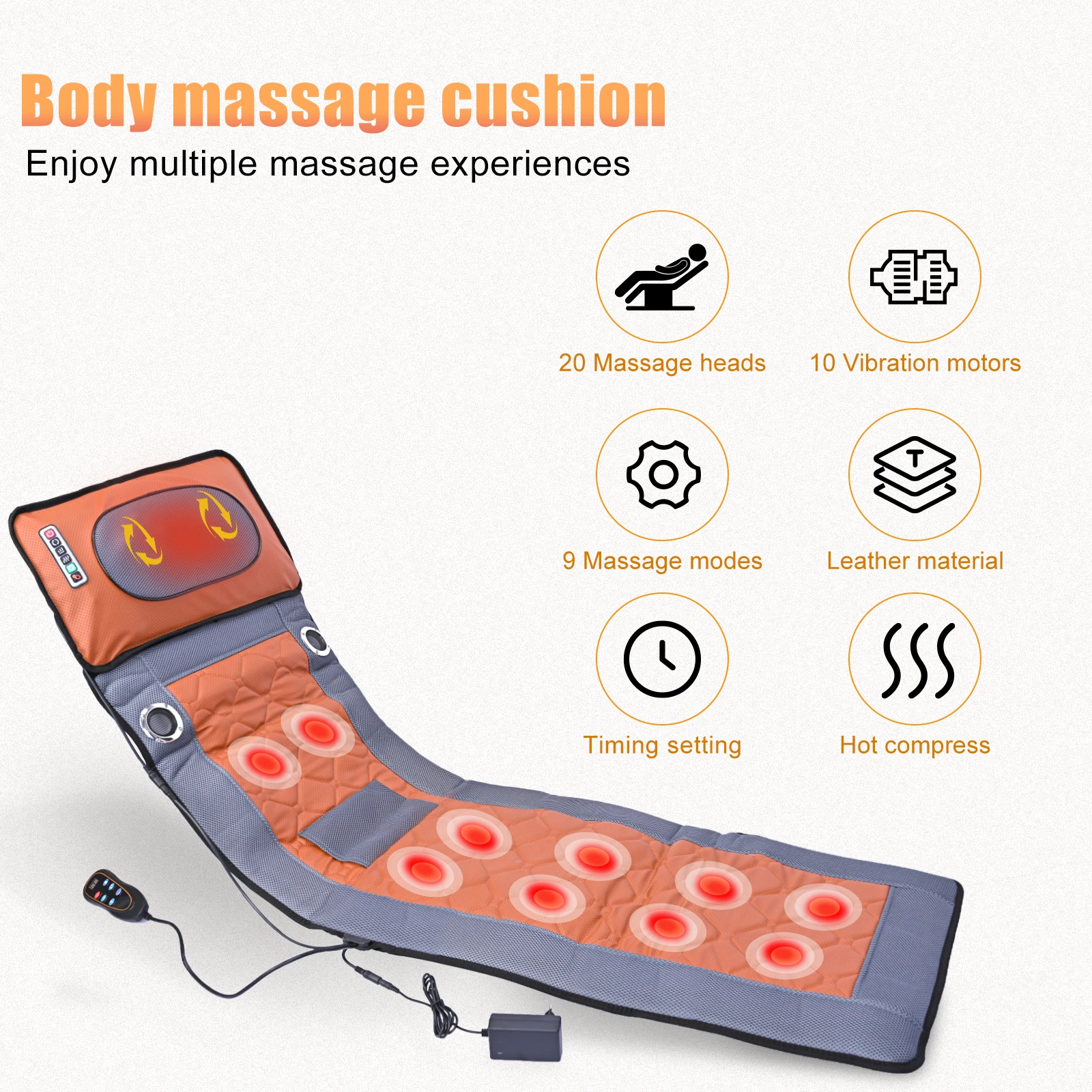 

Electric Neck Massager Heating Vibrating Back Waist Massage Cushion Body Mat For Home Office Car With 10 Motors Back Massager