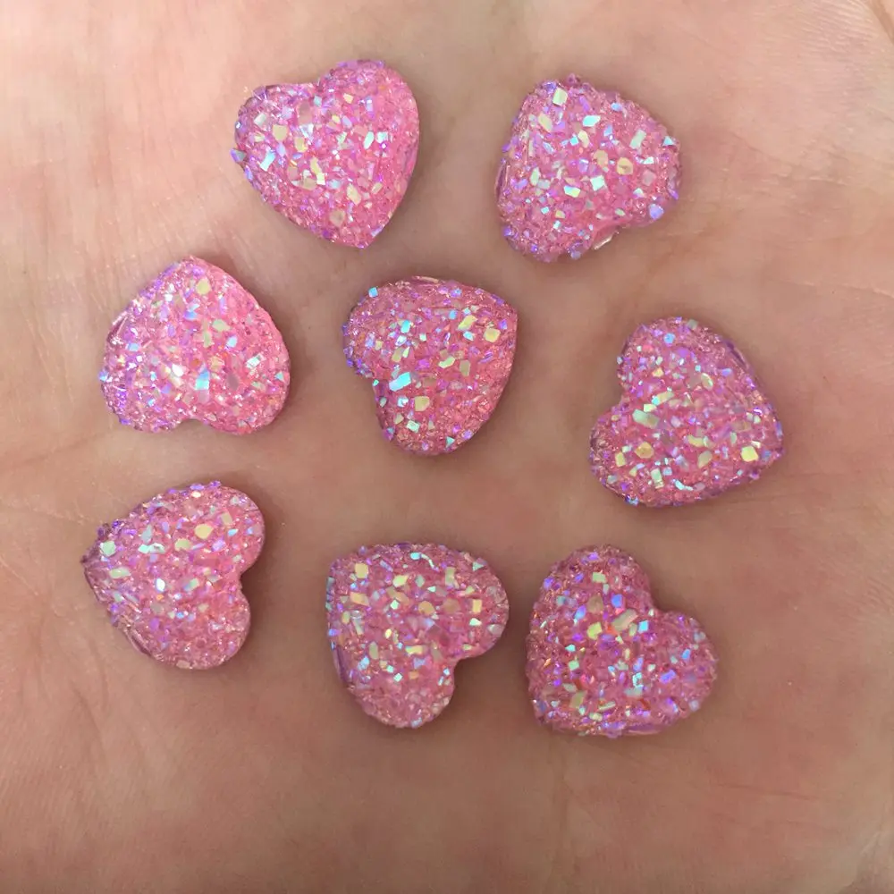 

400pcs Shiny AB Resin 12mm Ore Heart Flatback Rhinestone Scrapbook DIY Jewelry Making Supplies Accessories PD50*10