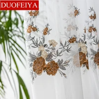 luxury embroidered tulles curtains for living dining room bedroom screens household customized drapes yarn european style flower