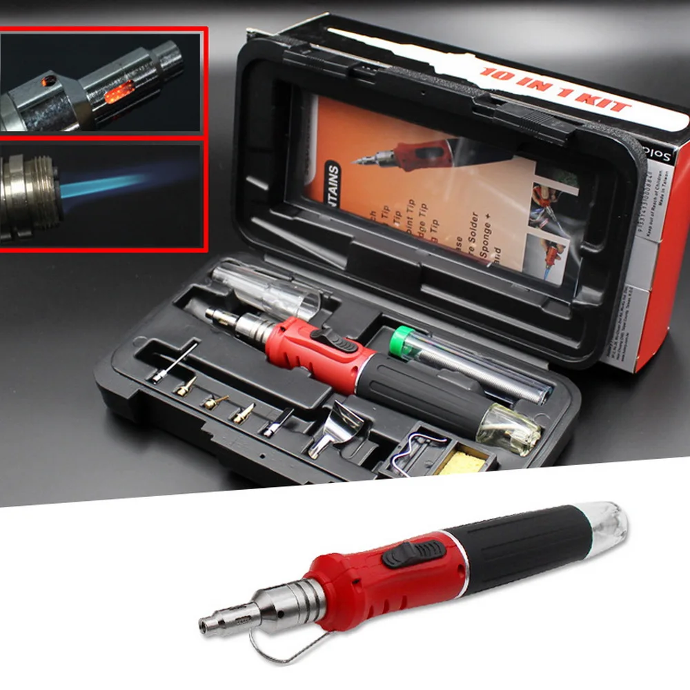 Soldering Iron Professional 10 in 1 Set Butane Gas Welding Torch Kit Tool New | Инструменты