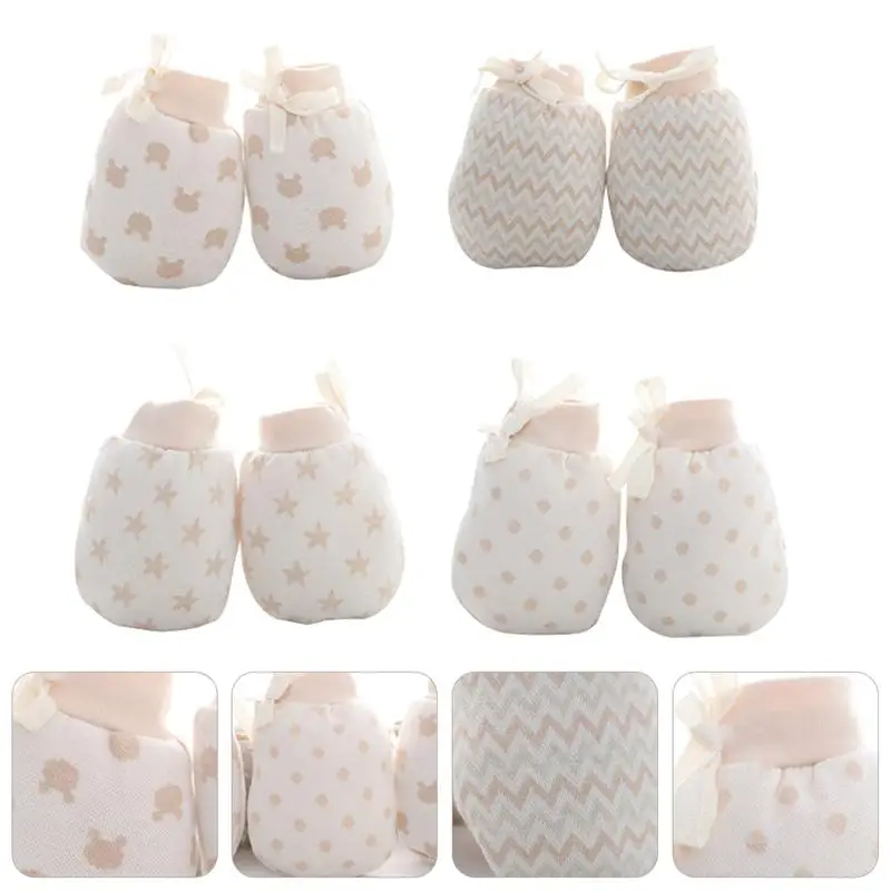

4 Pairs Baby Mitten Gloves Winter Warm Mittens Infant Newborn No Scratch Mittens