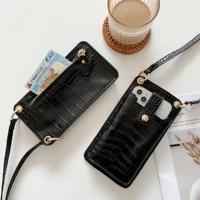 luxury universal crocodile leather phone bag for samsungiphonexiaomi wallet case women crossbody bag cover phone pouch pocket