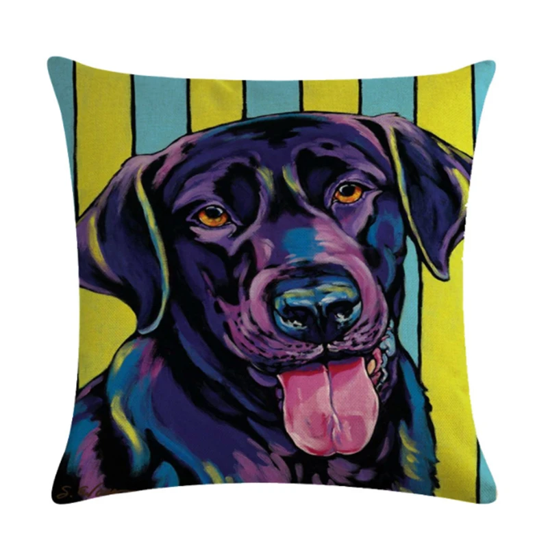 Оригинальная наволочка для подушки с собакой хлопковая льняная диванной