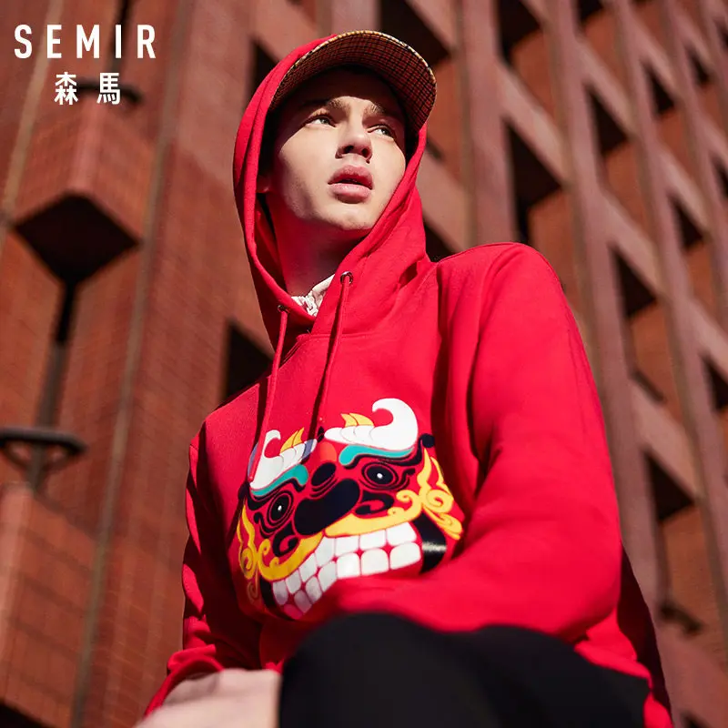 SEMIR мужская вышитая Толстовка с капюшоном Мужской пуловер карманом кенгуру