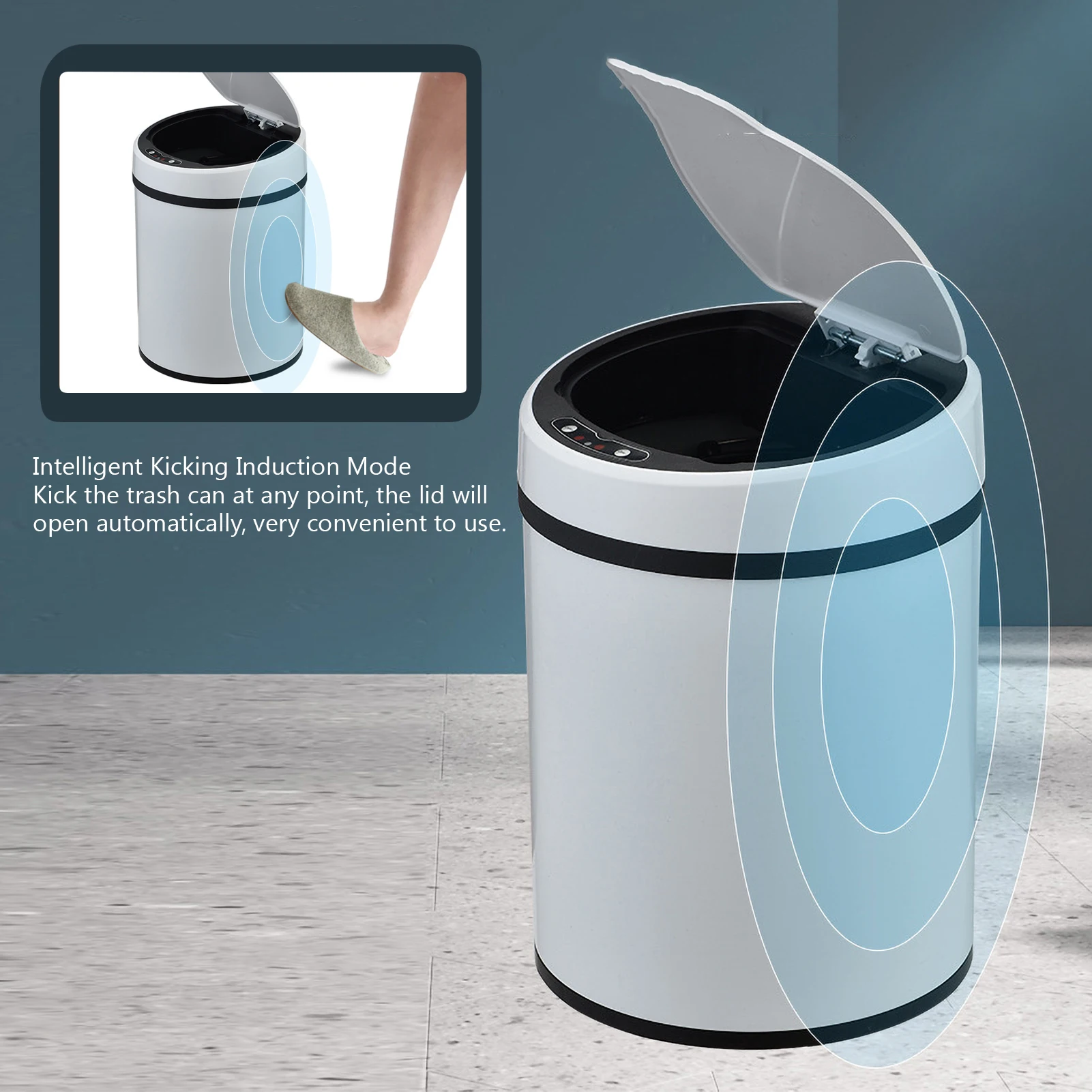 

8L Automatic Inductive Trash Can USB Rechargeable Touchless Smart Sensor Waste Basket Dustbin for Home Kitchen Office Bedroom