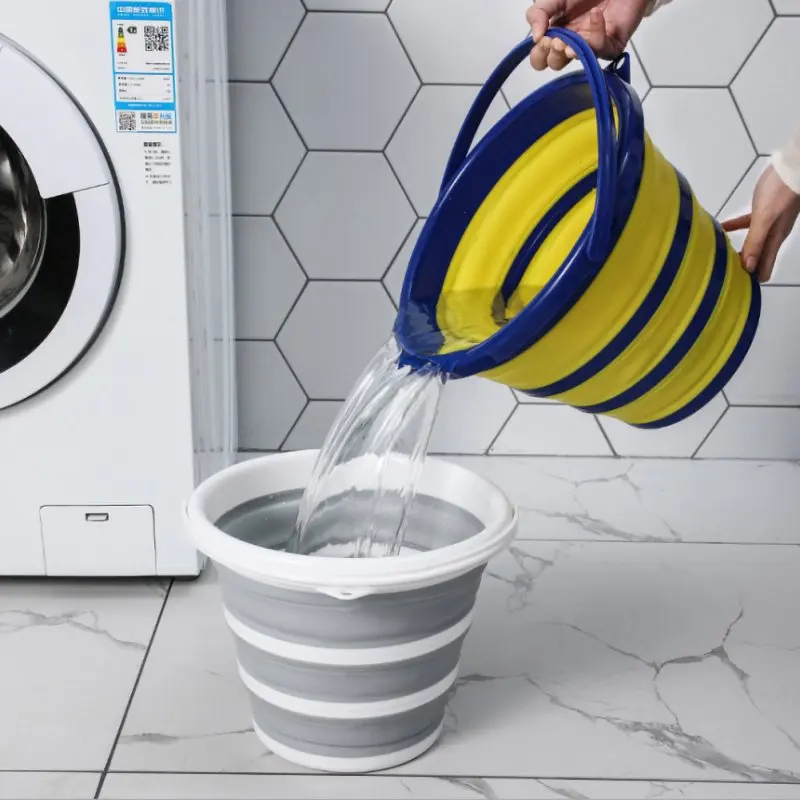 

5L/10L Collapsible Bucket with Handle Space Saving Water Container for Gardening Camping Fishing Outdoor Survival Kitchen Tools