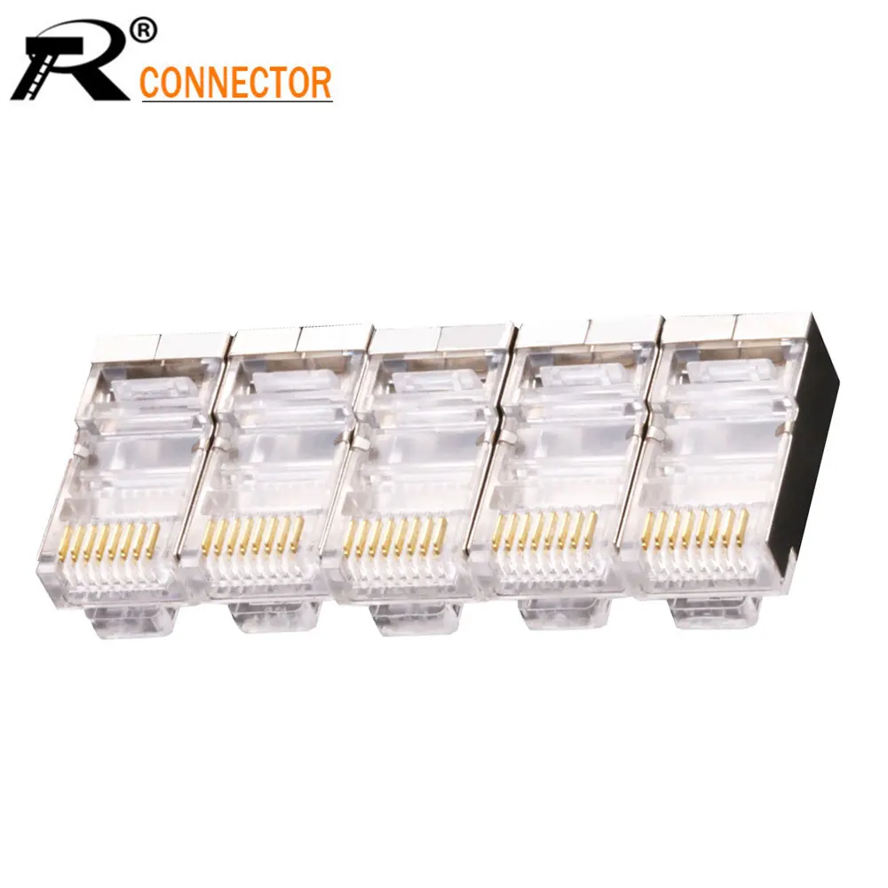 

10pcs 8P8C Crystal 8Pin RJ45 Modular Plug Rj-45 Network Cable Connector Adapter for Cat6 Rj45 Ethernet Cable Plugs Heads