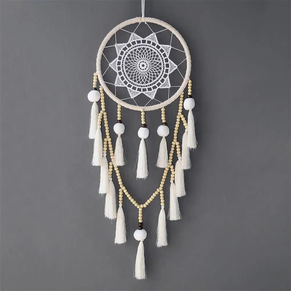 

White Large Lace Dream Catcher Wall Hanging Decor Simple Handmade DIY Dreamcatcher Tasseled Hanging Wedding Home Decoration
