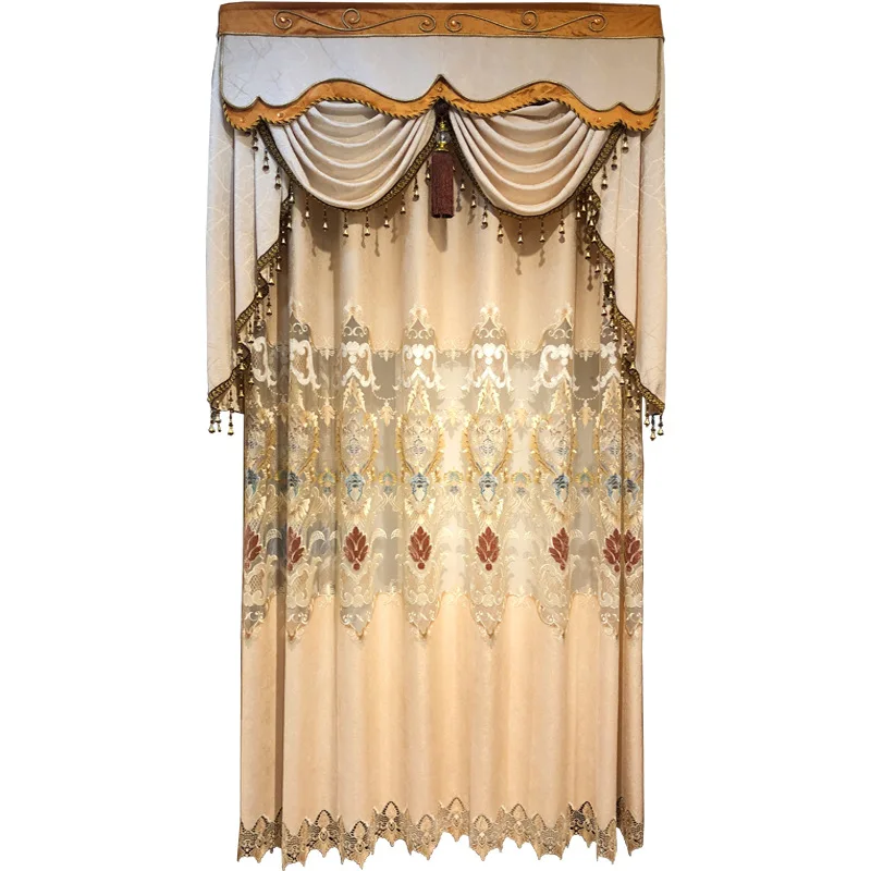 

High-end Luxury Chenille Simple European-style Curtains for Living Room Bedroom Embroidered Window Screen Finished Curtains