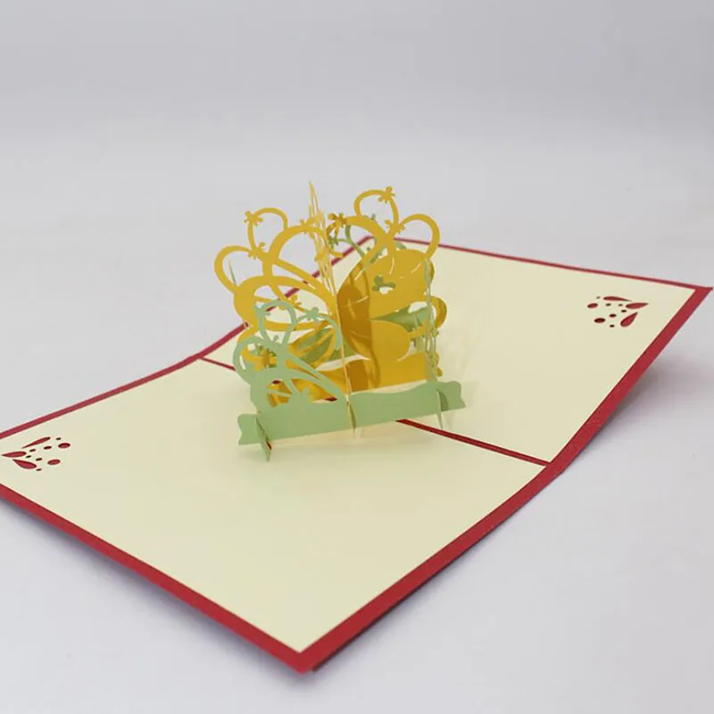 Красивая бабочка цветок Киригами ручной работы 3D всплывающие поздравительные