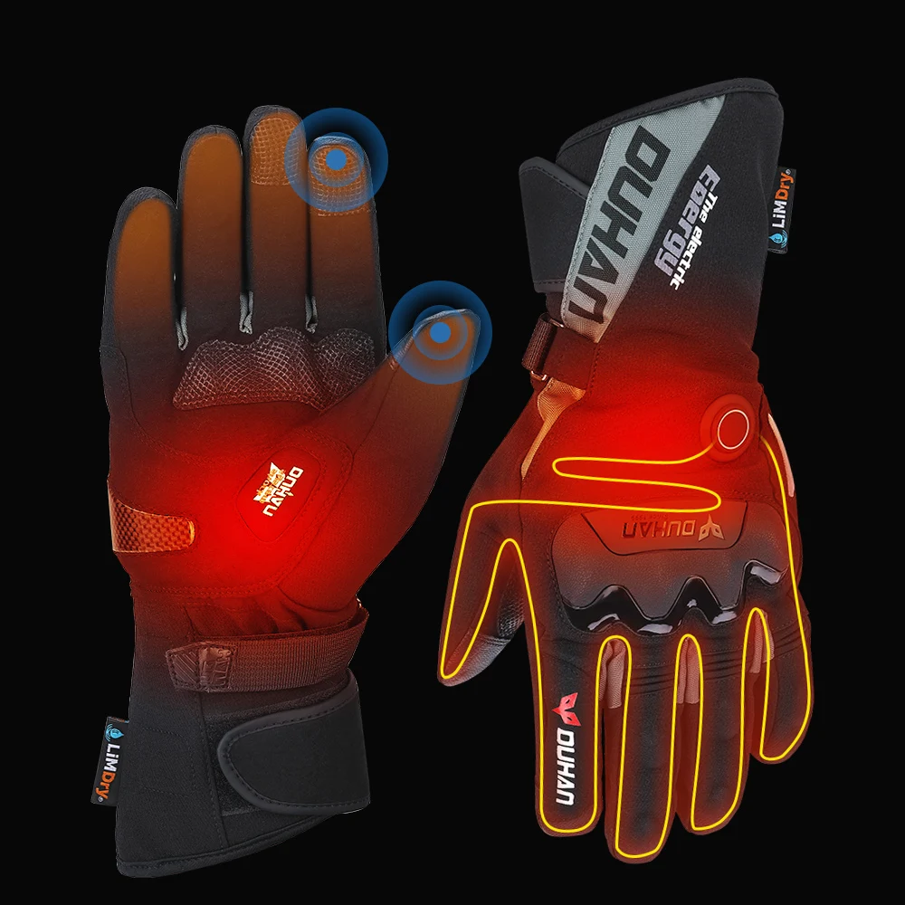 Motorcycle Heated Gloves Touch Screen Winter Warm Skiing Waterproof Rechargeable Heating Thermal For Snowmobile