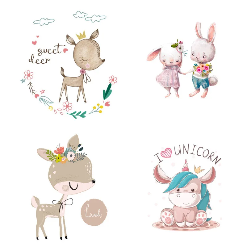 

Diy Iron On Transfers Cute Animals Deer Patches For Kid Clothes Heat Transfer For Appliques Clothes Washable Stickers On Badges