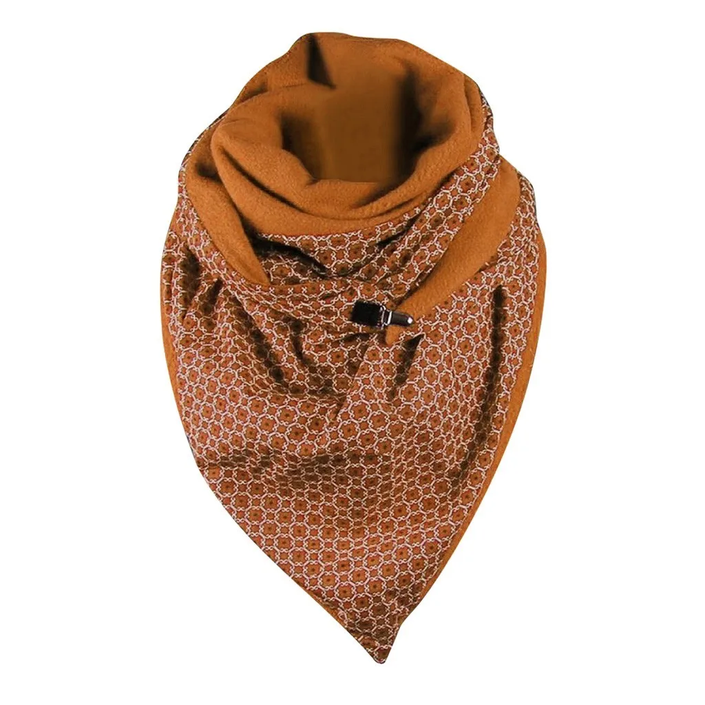 Модные женские шарфы однотонные с принтом в горошек на пуговицах мягкие запахом