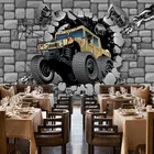 Самоклеящиеся водонепроницаемые обои 3D Ретро кирпичная стена шина автомобиль фрески Ресторан Кафе фон Декор Стен Стикеры на обои