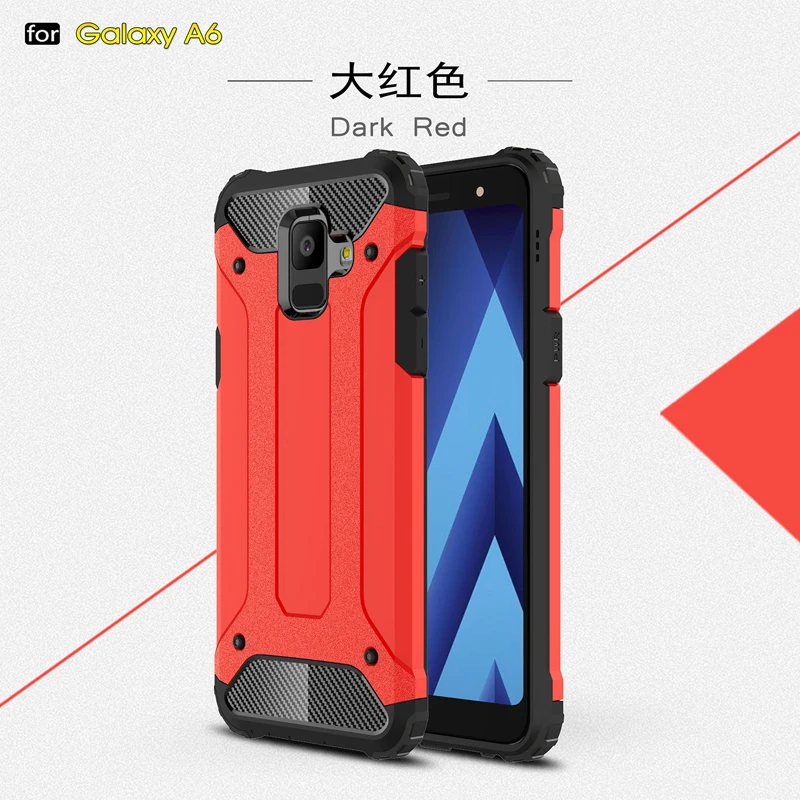 Red Для samsung Galaxy A6 A 6 Plus Jean Hybrid противоударный бронированный чехол SM-A600FN/DS SM-A605FN/DS бампер чехол s J8 полное покрытие - Цвет: Red