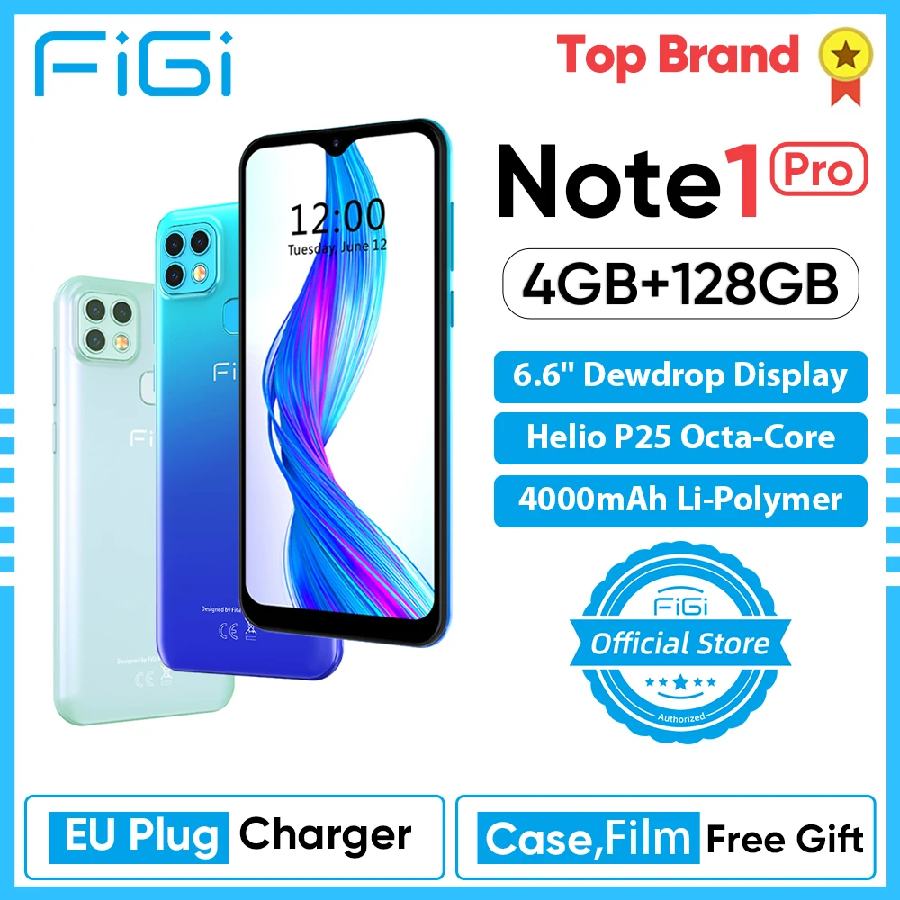 Telefone Celular Figi Nota Pro Smartphone 6.6 Display Helio P25 Octa Núcleo 4gb 128gb 4000mah Bateria Android Móvel 16mp Cam 1