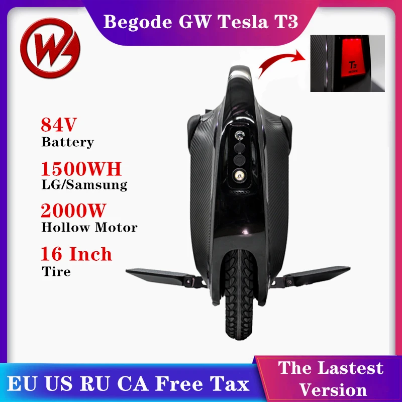 Оригинальный Begode GotWay Tesla T3 Одноколесный самокат 1500Wh 84 в 2000 Вт анти спин Bluetooth