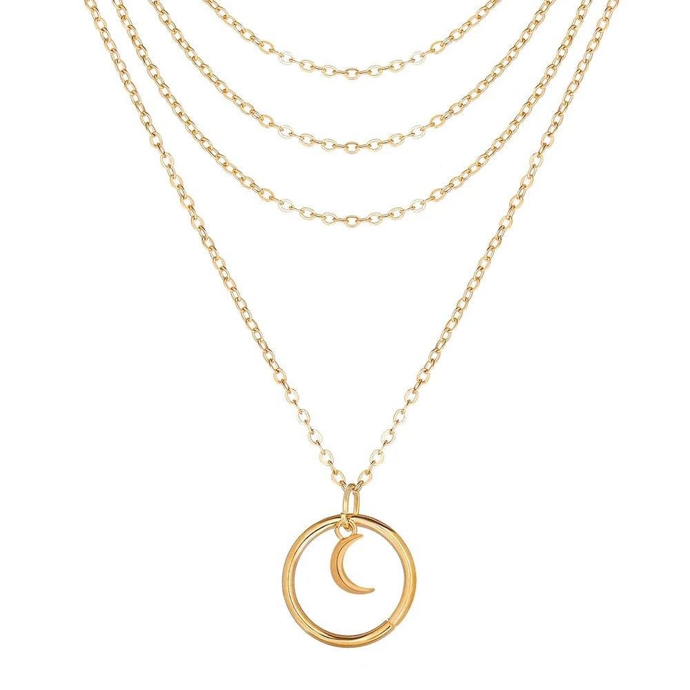 

Personality multilayer Moon Necklace women's collarbone chain gold plated pendant necklace as a gift for friends