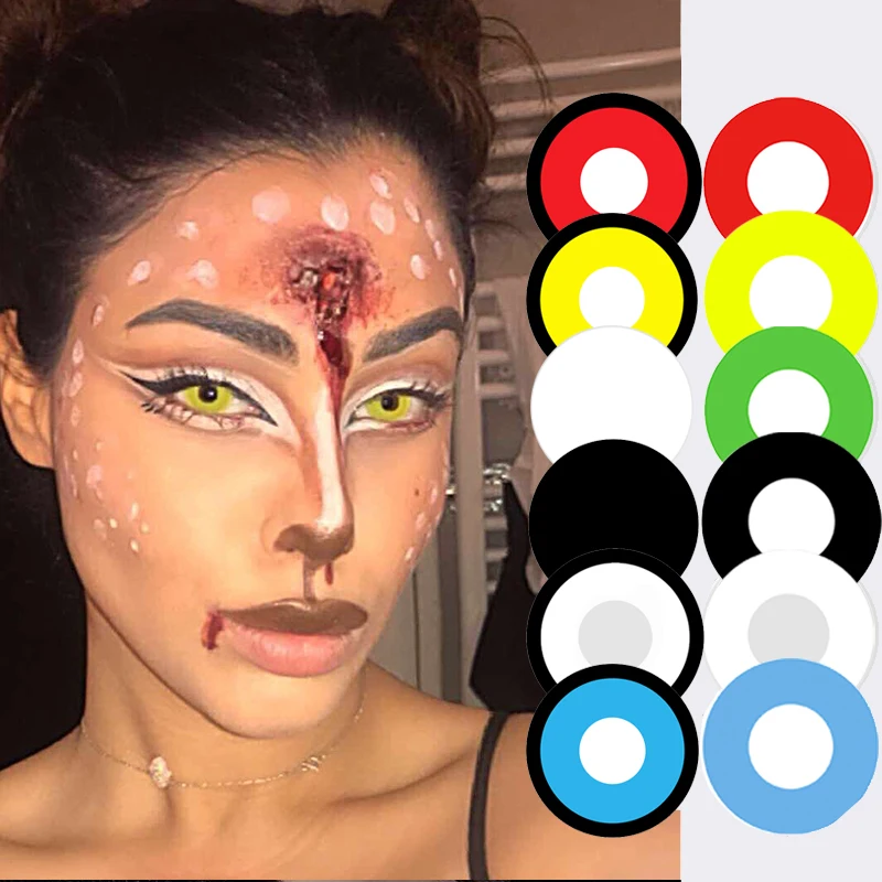 2 шт./пара Хэллоуин Косплэй Цвет ed контактные линзы для глаз аниме цветные