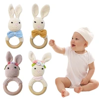 baby wooden teether ring diy crochet bunny rattle soother bracelet infant teething molar play toys