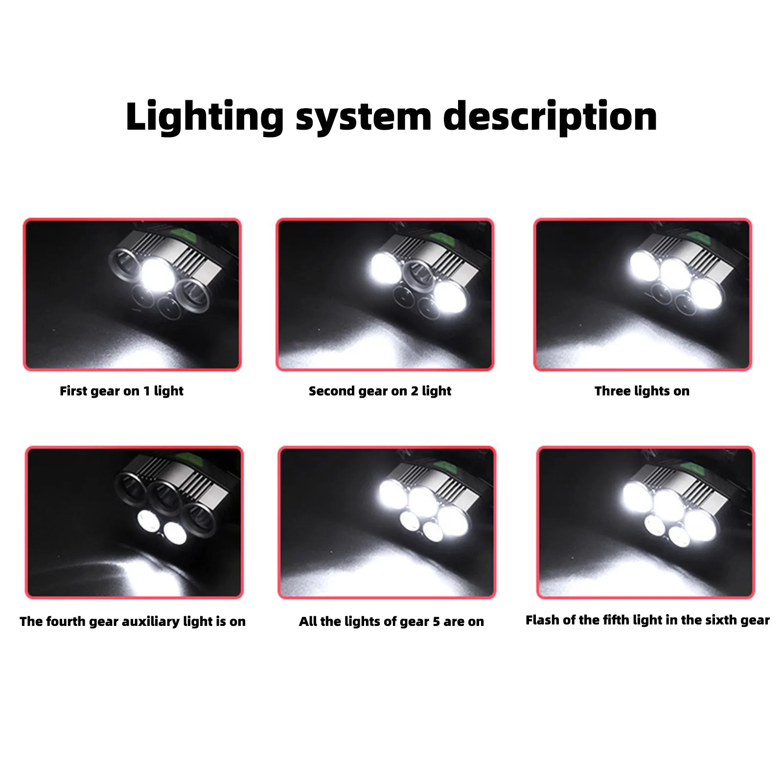 

6 Modes 5 Bulbs Usb Rechargeable Outdoor Camping 250000lm Strong Power Flashlight Working Light Fish Camping Hunting Headlight