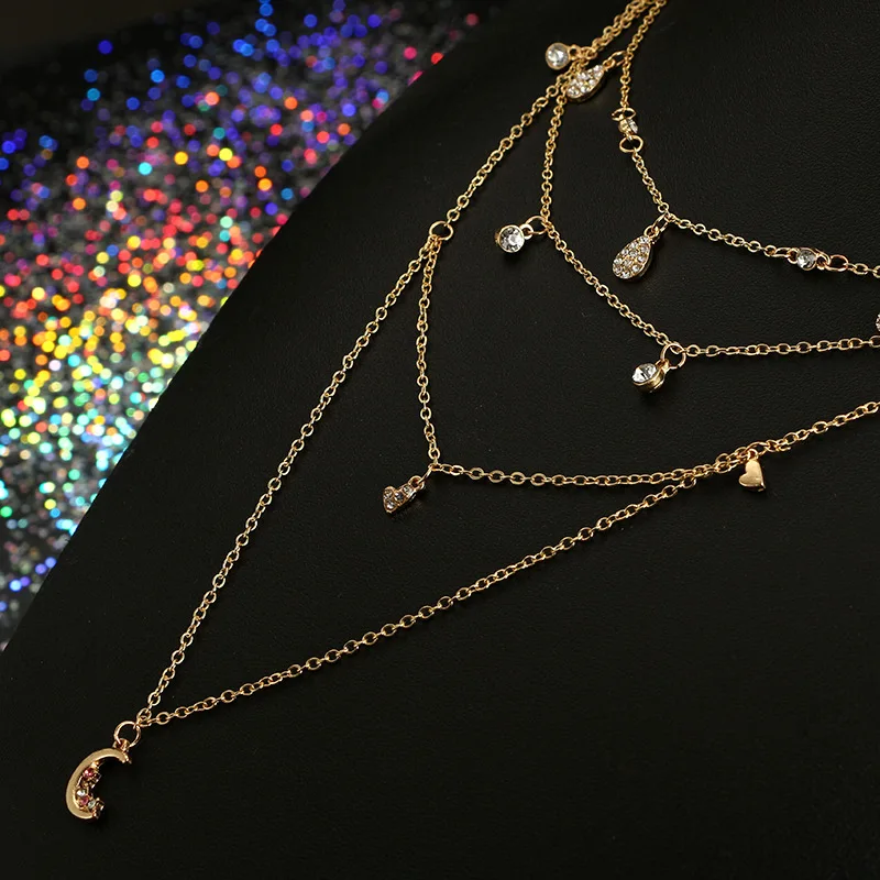 Ожерелье чокер из сплава длинное многослойное ожерелье звеньев цепи