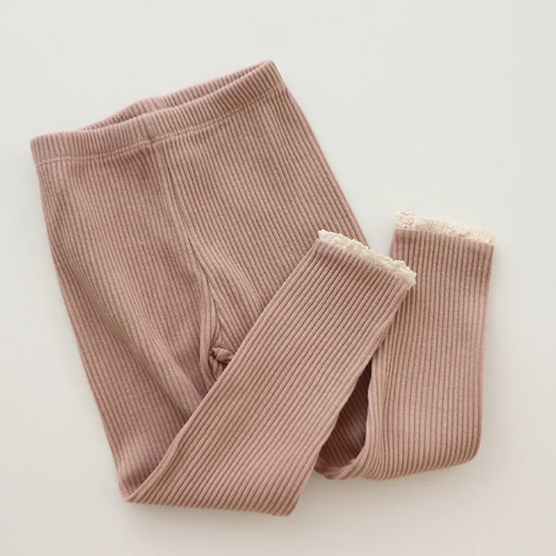 Leggings de estilo coreano para ni&ntilde;os y ni&ntilde;as, leotardos de encaje el&aacute;sticos de Color s&oacute;lido, pantalones informales, nuevo, Oto&ntilde;o, 2021, E1255-5