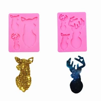 bright 3d deer silicone mold polymer chocolate cookie baking mould resin mold christmas keychains mould cake decorating tools