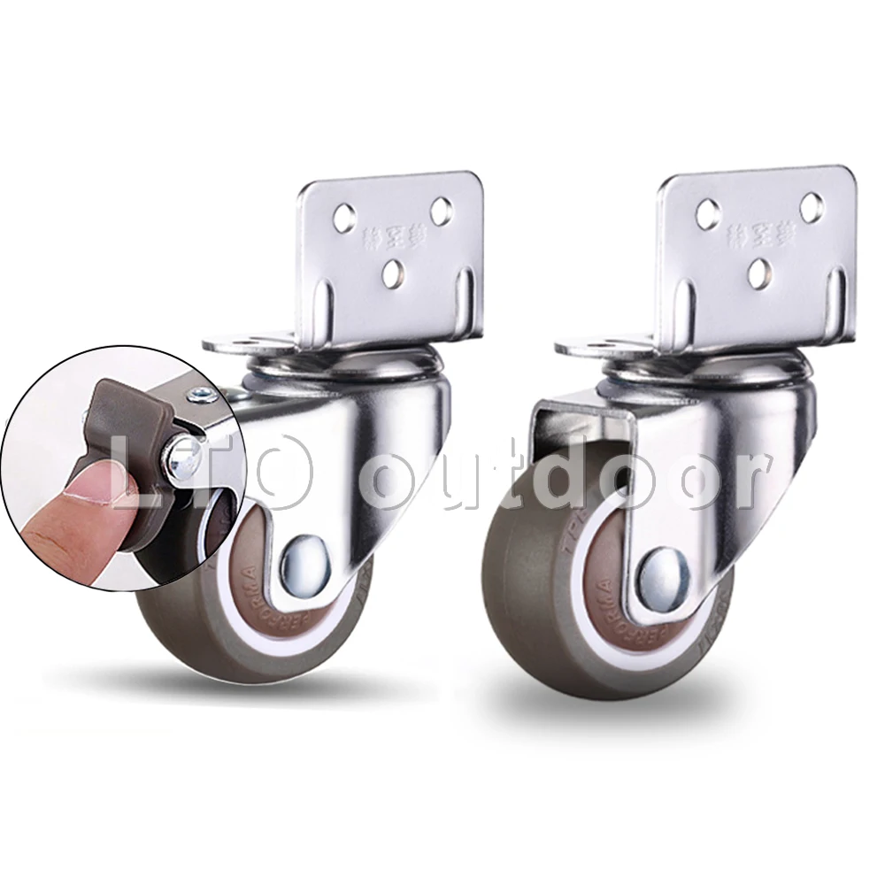 

1PCS Furniture Casters Crib Rubber Wheel L type 1/1.25/1.5/2 inch Swivel Mute Brake Caster Furniture Hardware Accessories