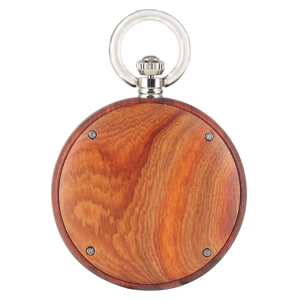 Excellent Red Ebony Quartz Pocket Watch Large Dial with Roman Numerals Pocket Watches for Women Night Light Pointers Pendant