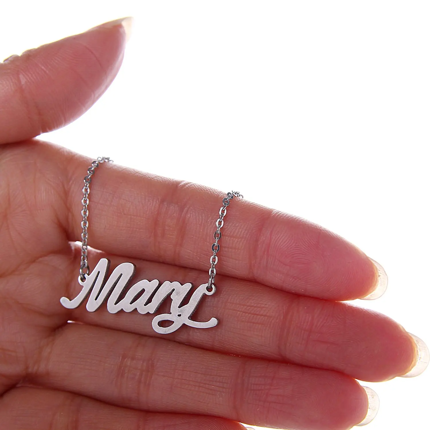 

2020 Silver English Name Necklace Customized Nameplate Birthday Stainless Steel Engraving Gift Personalized Jewelry Hot