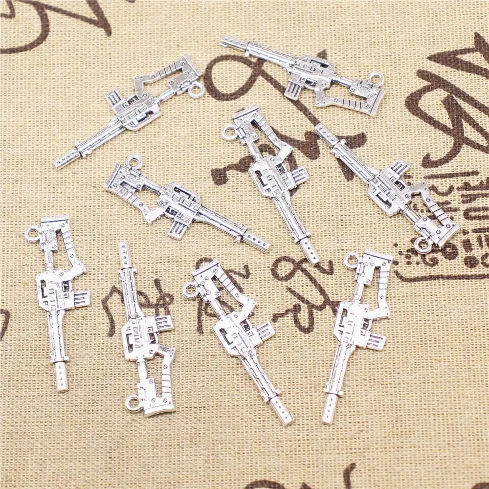 

Supplies For Jewelry Making 10pcs 15x45mm Antique Silver Color Gun Charms