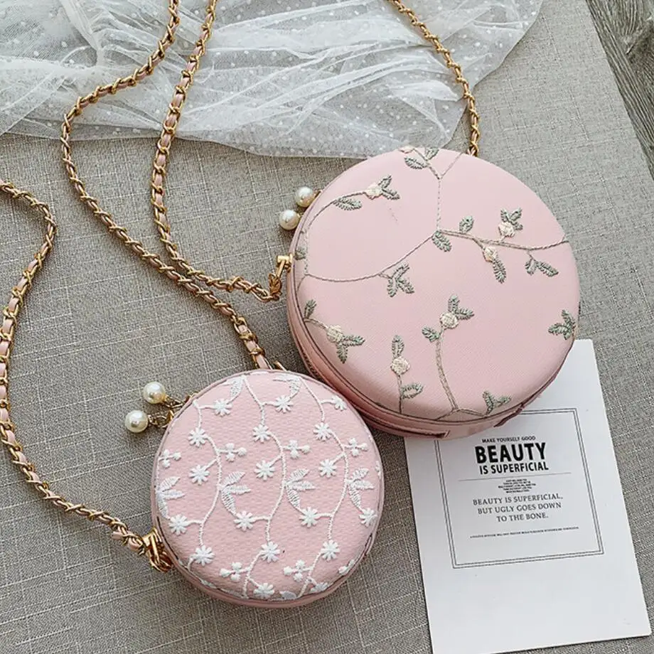 Милая женская круглая сумка с вышивкой 2019 модная новая качественная