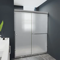 frameless shower doors double sliding panel frosted glass door for bathroom wardrobe adjustbale 56 60 width 76 height chrome