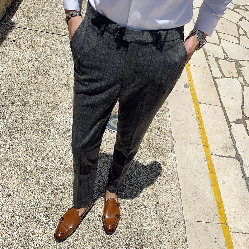 Мужской костюм из жилета и брюк серый черный повседневный жилет большого размера