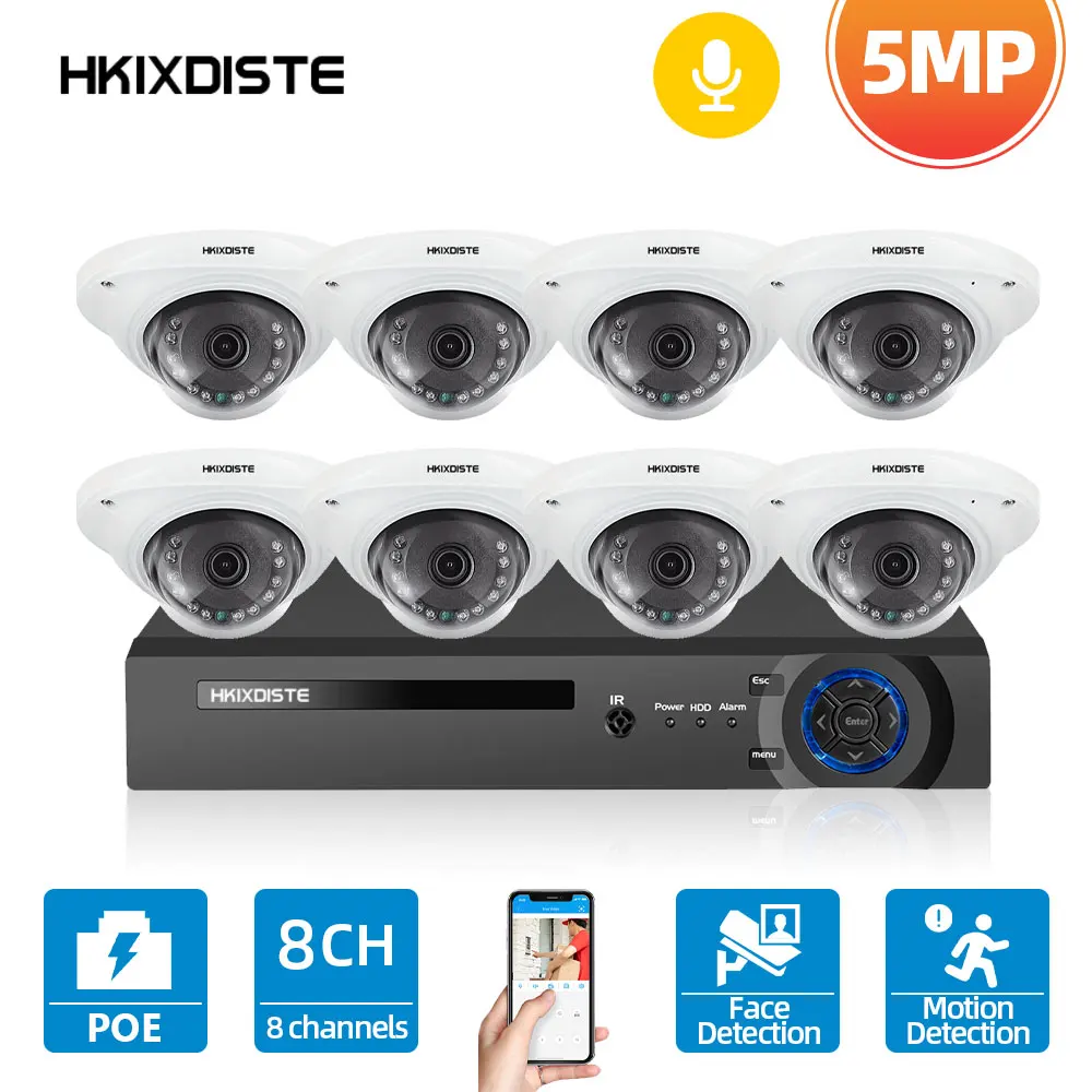 

8CH 5MP CCTV Security NVR Kit System 5MP 4MP 2MP POE Audio Record Dome Outdoor POE IP Camera P2P Video Surveillance Set XMEYE