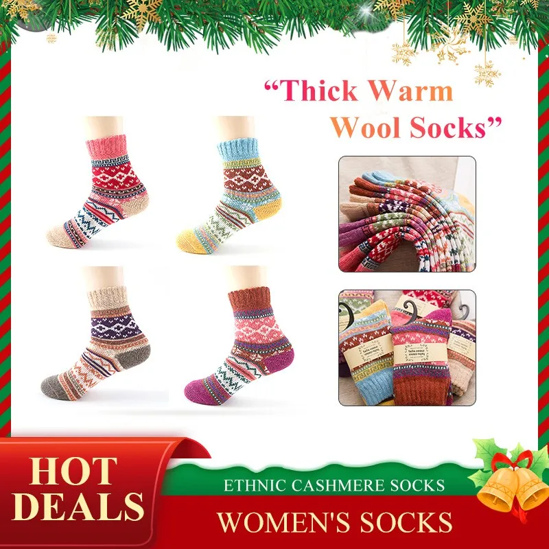 

Winter Socks Casual Womens Soft Thick Warm Socks Thicken Thermal Wool Cashmere Snow Socks Colorful Breathable Socks
