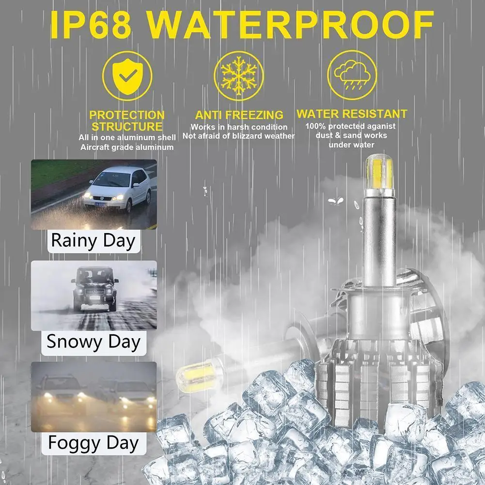 

2 шт., Автомобильные светодиодные лампы H7 Canbus 360 ° H1 9006 H8 6000K H11 9012 12 В H16 Mini 360 9005 градусов 18 Y6C7