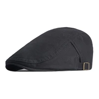 2022 casual cotton beret hat for men solid color flat brim peaked cap women spring summer herringbone newsboy cap adjustable