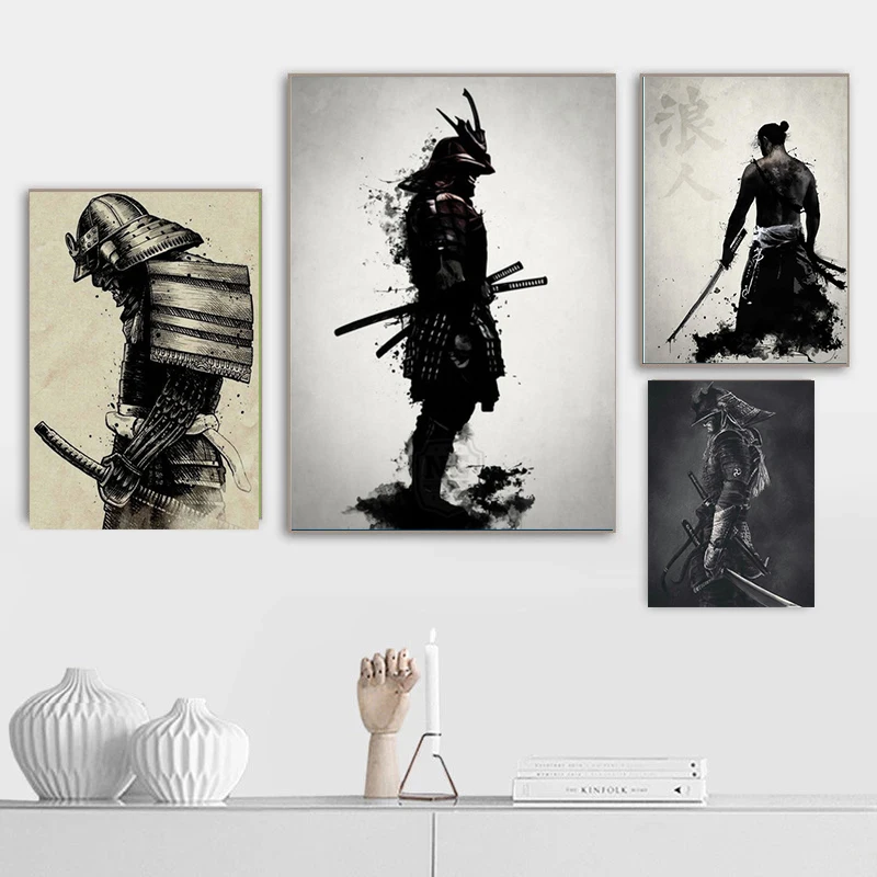 

Modern Japanese Samurai Oil on Canvas Painting Wall Art Posters and Prints Wall Art Pictures Cuadros for Living Room No Frame